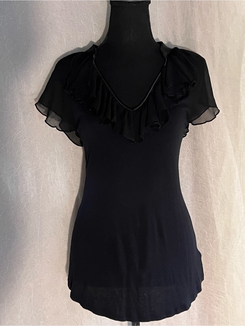 Express Black V-Neck Ruffle Sleeve Blouse